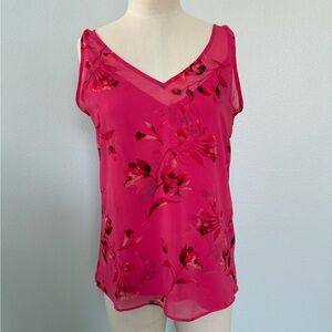 White House Black Market Pink Floral Blouse